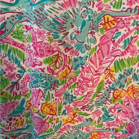 Ibkul L Pink Turquoise Pickleball Golf Panther Print Sun Fabric Athletic Shirt - Picture 5 of 7